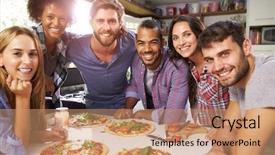  Presentation with making a difference - Slide deck with group of friends making pizza background and a coral colored foreground