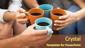  Presentation with coffee - PPT theme enhanced with group of friends making background and a red colored foreground