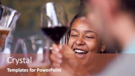  Presentation with restaurant - Slide set featuring group-of-friends-meeting background and a red colored foreground