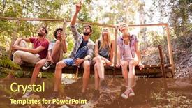  Presentation with forest bridge - Beautiful PPT layouts featuring walk sitting on wooden backdrop and a tawny brown colored foreground