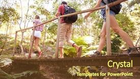  Presentation with crossing bridge - Presentation design with group of friends on walk background and a tawny brown colored foreground