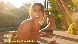  Presentation with summer party - Beautiful theme featuring group-of-friends-outdoors-relaxing backdrop and a red colored foreground