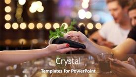  Presentation with restaurant - Theme consisting of group-of-friends-paying background and a tawny brown colored foreground