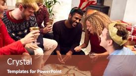  Presentation with board games - Presentation theme with friends playing board game background and a tawny brown colored foreground