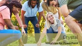  Presentation with terrain map - Presentation theme having group-of-friends-playing background and a yellow colored foreground