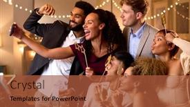  Presentation with new year - Presentation design featuring group-of-friends-posing background and a red colored foreground