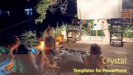  Presentation with movie - Presentation having group-of-friends-sitting-outdoors background and a violet colored foreground