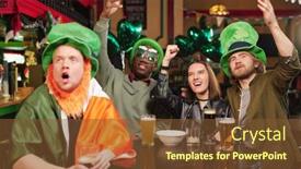  Presentation with pub - PPT theme enhanced with group-of-friends-sitting background and a tawny brown colored foreground