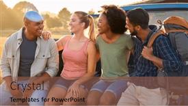  Presentation with tailgate - Presentation theme consisting of group-of-friends-sitting background and a tawny brown colored foreground