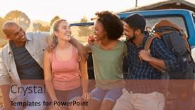  Presentation with tailgate - Presentation with group-of-friends-sitting background and a red colored foreground