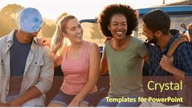  Presentation with tailgate - Slides with group-of-friends-sitting background and a tawny brown colored foreground