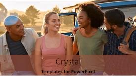  Presentation with tailgate - Presentation featuring group-of-friends-sitting background and a red colored foreground