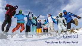  Presentation with mountain top - Presentation theme with group-of-friends-snowboarders-having background and a lemonade colored foreground