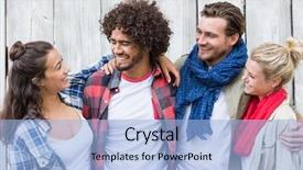  Presentation with friends - Slides having group-of-friends-standing and a  colored foreground