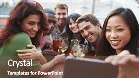  Presentation with focus group hands taking notes - Slide set enhanced with phone 6 - group of friends taking photograph background and a tawny brown colored foreground