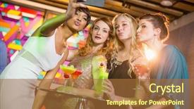  Presentation with cocktail bar - Presentation enhanced with group of friends taking selfie from mobile phone while having cocktail in bar background and a red colored foreground