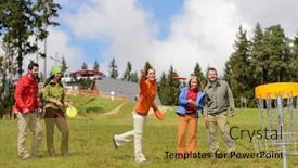  Presentation with frisbee - Amazing slide set having glass by the street grayscale backdrop and a light gray colored foreground