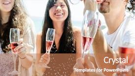  Presentation with toasting - PPT layouts having group of friends toasting champagne background and a coral colored foreground