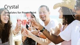  Presentation with toasting - Cool new theme with group of friends toasting champagne backdrop and a white colored foreground