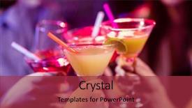  Presentation with tiki bar - Theme consisting of group of friends toasting cocktail background and a red colored foreground