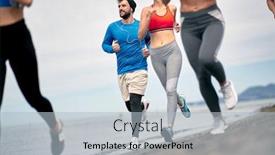  Presentation with group training - PPT theme consisting of group-of-friends-training-together background and a light blue colored foreground