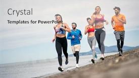  Presentation with group training - Beautiful slide set featuring group-of-friends-training-together backdrop and a white colored foreground