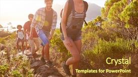  Presentation with group of people silhouettes walking - Slide deck enhanced with group of friends walking along background and a  colored foreground