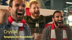  Presentation with face match - Beautiful theme featuring group-of-friends-watching-soccer backdrop and a tawny brown colored foreground