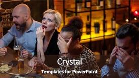  Presentation with beer bar pub tap counter - Presentation featuring group of friends watching tv background and a wine colored foreground