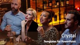  Presentation with beer bar pub tap counter - Colorful presentation theme enhanced with group of friends watching tv backdrop and a  colored foreground