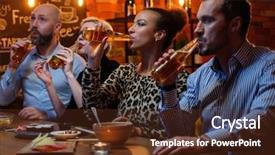  Presentation with cafe - PPT theme with group of friends watching tv background and a  colored foreground