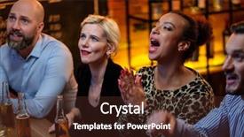  Presentation with cafe - Slide set enhanced with group of friends watching tv background and a  colored foreground