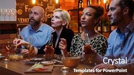  Presentation with friends show - Presentation theme consisting of group of friends watching tv background and a  colored foreground