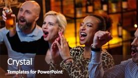  Presentation with beer bar pub tap counter - Theme with group of friends watching tv background and a tawny brown colored foreground