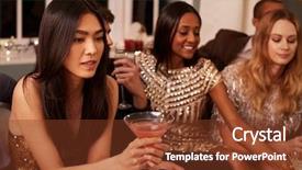  Presentation with cocktail party - Slide deck consisting of group of friends with drinks background and a tawny brown colored foreground