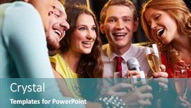  Presentation with flutes - PPT layouts consisting of group-of-friends-with-flutes background and a  colored foreground