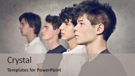  Presentation with philippines ethnic group - Presentation design featuring group of friends background and a light gray colored foreground