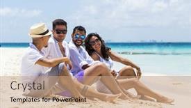  Presentation with mexico cancun - Colorful PPT theme enhanced with group-of-friends backdrop and a coral colored foreground
