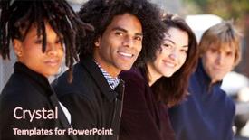  Presentation with focus group - Cool new slide set with group of friends backdrop and a  colored foreground