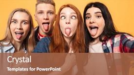  Presentation with school - Audience pleasing slide deck consisting of group of funny school friends backdrop and a red colored foreground