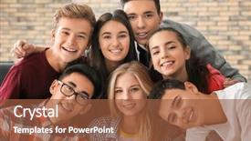  Presentation with teenagers - Cool new slide deck with group of funny teenagers indoors backdrop and a tawny brown colored foreground