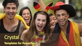  Presentation with victory sport - Beautiful PPT theme featuring group of german sport soccer backdrop and a tawny brown colored foreground