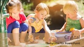  Presentation with children playing - Theme with group-of-girl-children-playing background and a coral colored foreground