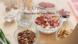  Presentation with making soap - Beautiful presentation theme featuring group of glassware with dry aromatic ingredients and spices on wooden table ready for soap making backdrop and a lemonade colored foreground