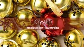  Presentation with gold silver - Cool new slide deck with group of gold silver bells backdrop and a tawny brown colored foreground