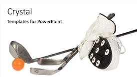  Presentation with metal accessories - PPT theme featuring group-of-golf-accessories-including background and a white colored foreground
