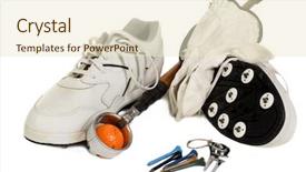  Presentation with metal accessories - Beautiful slides featuring group-of-golf-accessories-including backdrop and a lemonade colored foreground