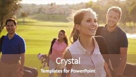  Presentation with golf - Beautiful presentation design featuring group of golfers walking along backdrop and a violet colored foreground