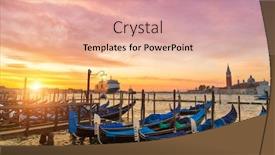  Presentation with historical heritage - Audience pleasing slide set consisting of group of gondolas moored by saint mark square with san giorgio di maggiore church in venice italy europe huge transoceanic cruiser on background famous historical heritage in italy backdrop and a lemonade colored foreground