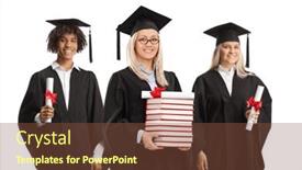  Presentation with books - Presentation design having group-of-graduates-with-books and a tawny brown colored foreground